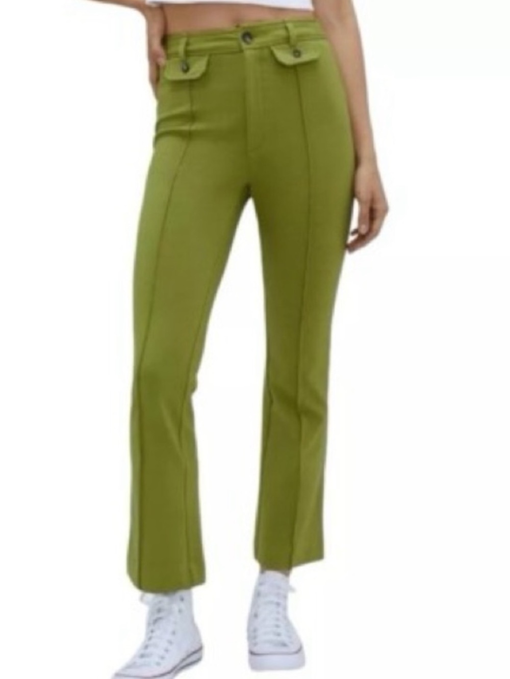 Everlane The Work It Ponte Knit Pants Green Straight Leg Sz 2